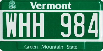 VT license plate WHH984