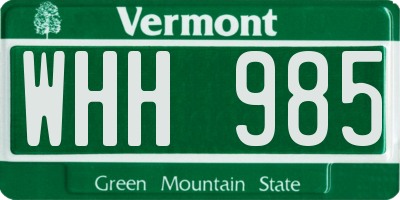 VT license plate WHH985