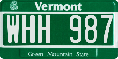 VT license plate WHH987