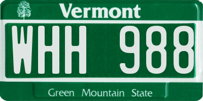 VT license plate WHH988