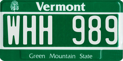 VT license plate WHH989
