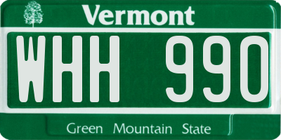 VT license plate WHH990