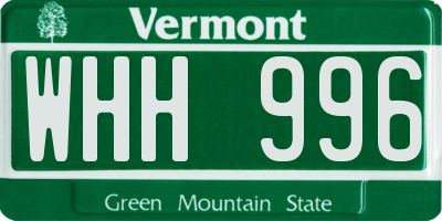 VT license plate WHH996
