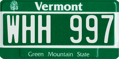 VT license plate WHH997