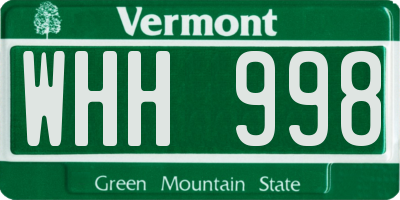 VT license plate WHH998