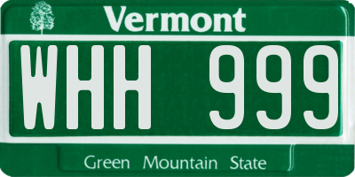 VT license plate WHH999
