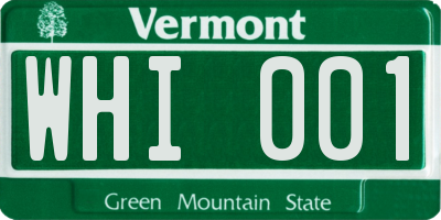VT license plate WHI001