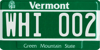 VT license plate WHI002
