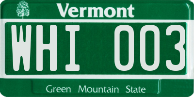 VT license plate WHI003