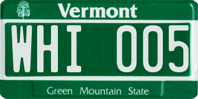 VT license plate WHI005