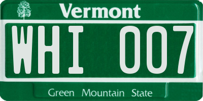 VT license plate WHI007