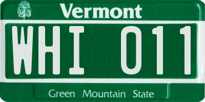 VT license plate WHI011