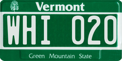 VT license plate WHI020