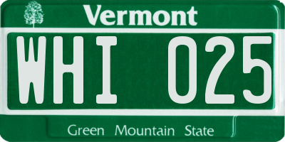 VT license plate WHI025