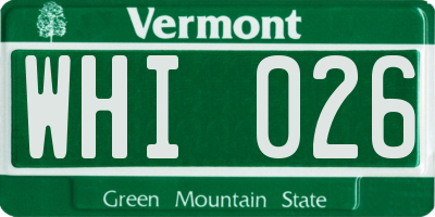 VT license plate WHI026