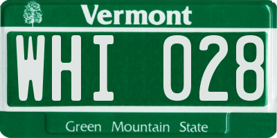 VT license plate WHI028