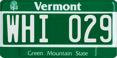 VT license plate WHI029