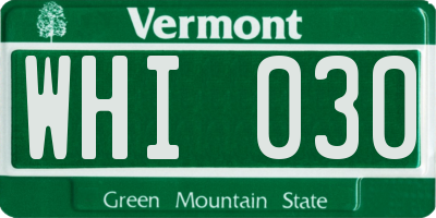 VT license plate WHI030