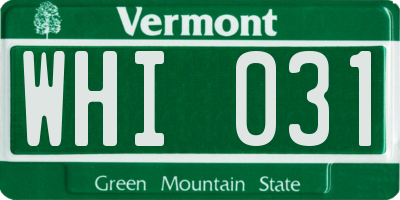 VT license plate WHI031