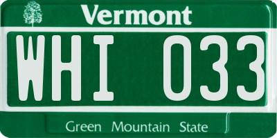 VT license plate WHI033