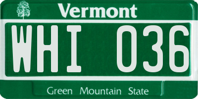 VT license plate WHI036