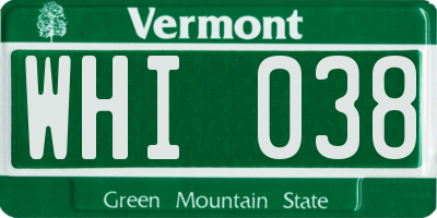 VT license plate WHI038