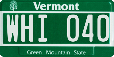 VT license plate WHI040