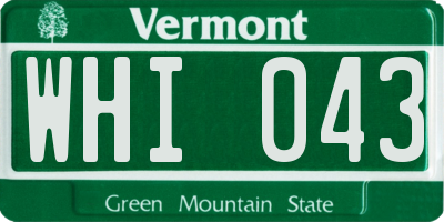 VT license plate WHI043