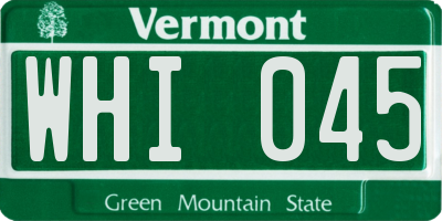 VT license plate WHI045