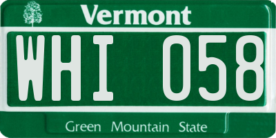 VT license plate WHI058