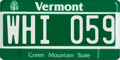 VT license plate WHI059