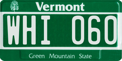 VT license plate WHI060