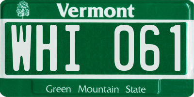 VT license plate WHI061