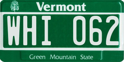 VT license plate WHI062