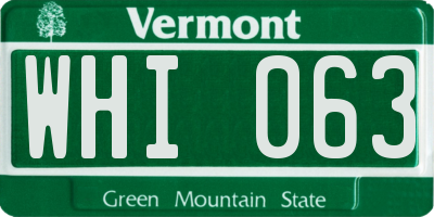 VT license plate WHI063