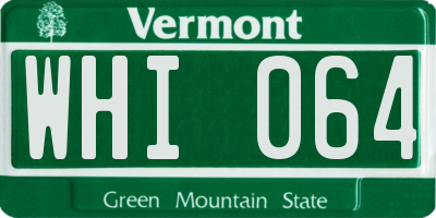 VT license plate WHI064