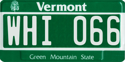 VT license plate WHI066