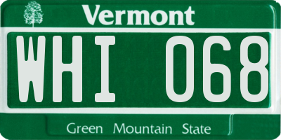 VT license plate WHI068