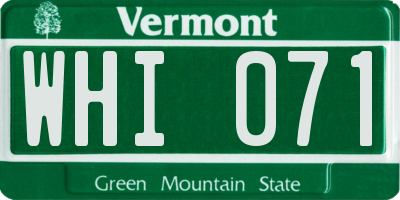 VT license plate WHI071