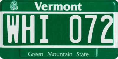 VT license plate WHI072