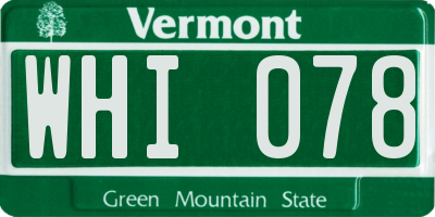 VT license plate WHI078