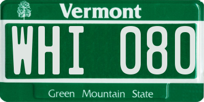 VT license plate WHI080