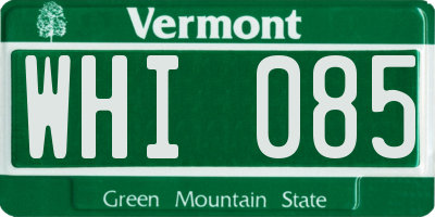VT license plate WHI085
