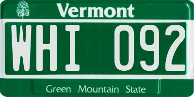 VT license plate WHI092