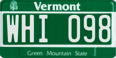 VT license plate WHI098