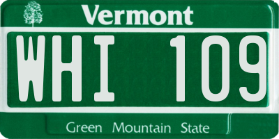 VT license plate WHI109