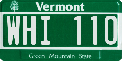 VT license plate WHI110
