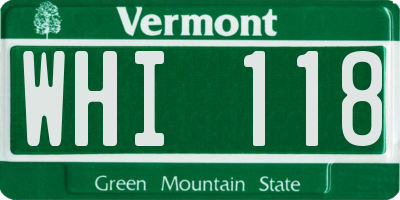 VT license plate WHI118