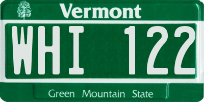 VT license plate WHI122