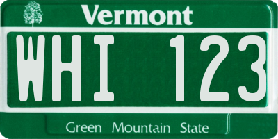 VT license plate WHI123